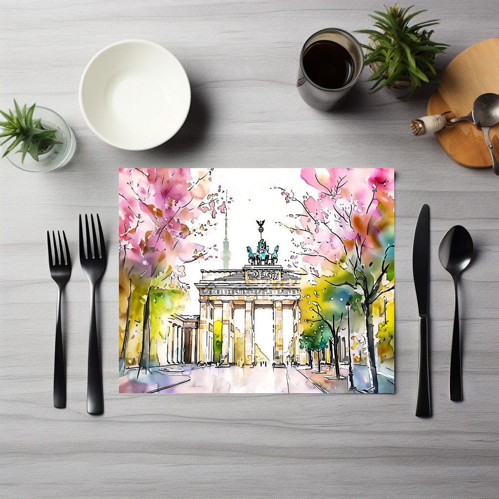 raxxa Premium-Tischset: Watercolor Berlin Spring Brandenburg Gate - Imagen 3