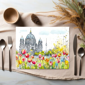 raxxa Premium-Tischset: Watercolor Berlin Mitte Cathedral Spring