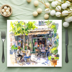 raxxa Premium-Tischset: Watercolor Berlin Kreuzberg Summer Cafe