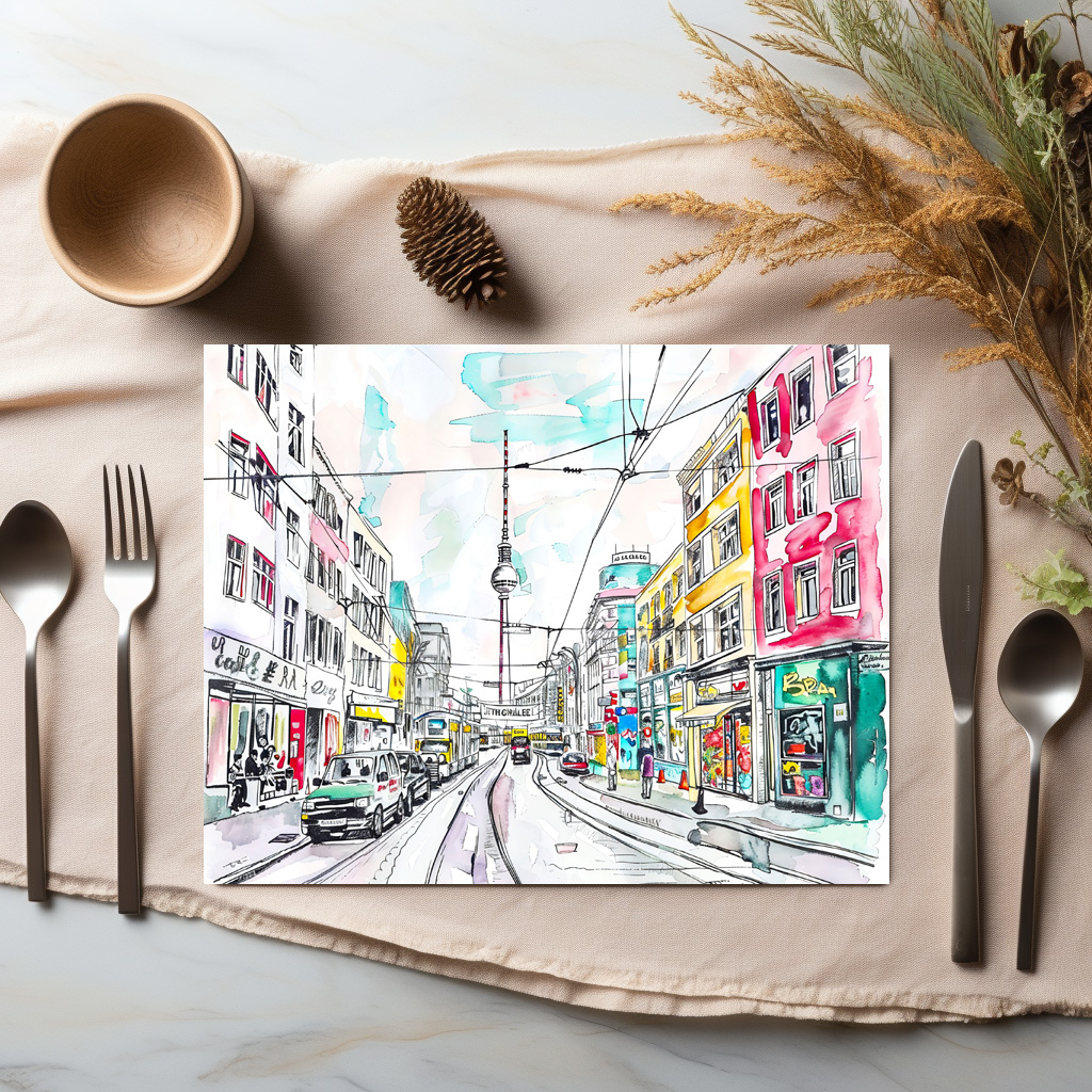 raxxa Premium-Tischset: Watercolor Berlin Mitte TV Tower
