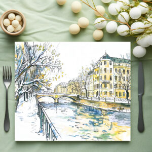 raxxa Premium-Tischset: Watercolor Berlin Spandau Winter Havel