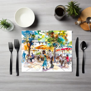 raxxa Premium-Tischset: Watercolor Berlin Mitte Summer Dance Evening