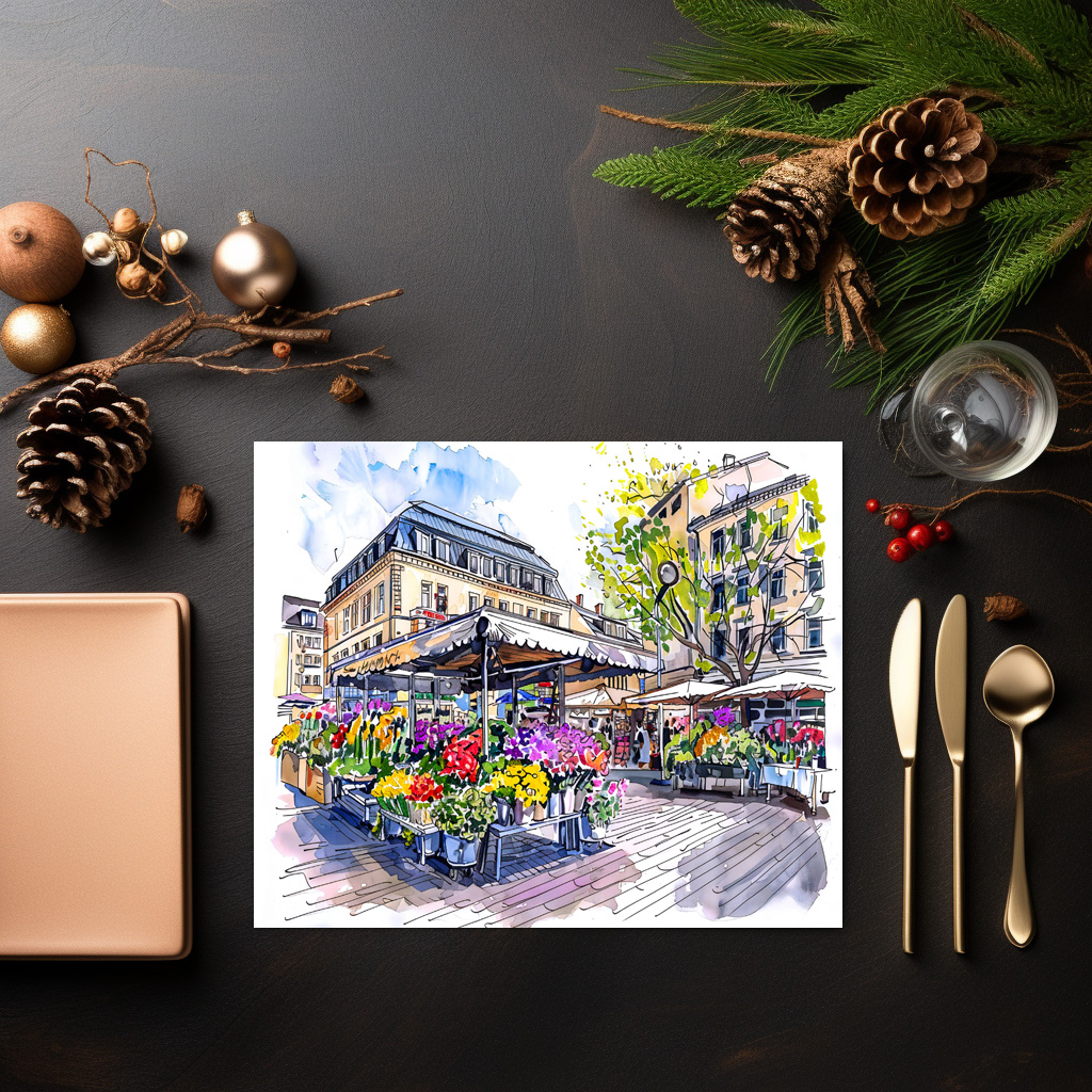 raxxa Premium-Tischset: Watercolor Berlin Market Summer Flowers – Image 3