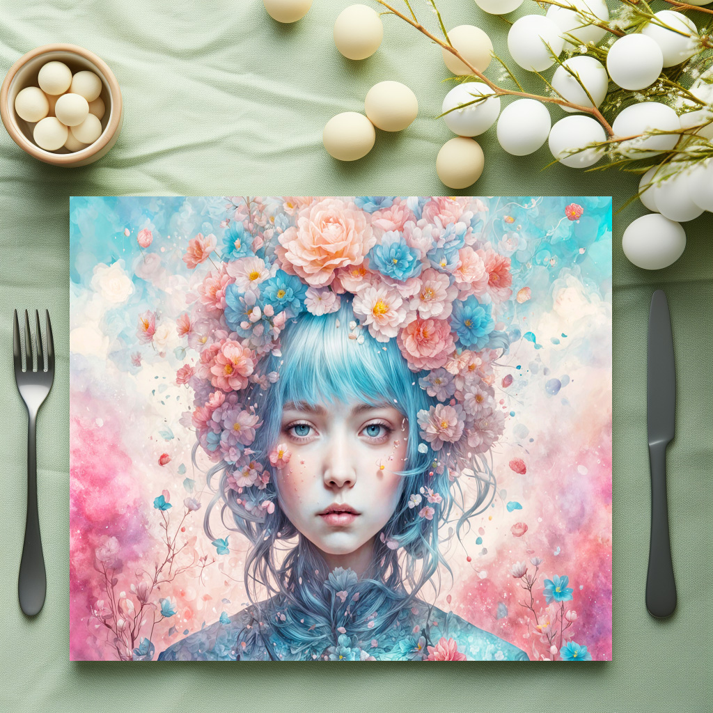 raxxa Premium-Tischset: Flower Fairy with Blue Hair - Imagen 2