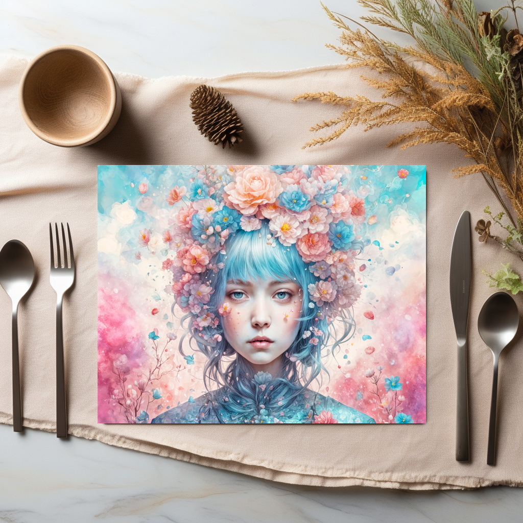 raxxa Premium-Tischset: Flower Fairy with Blue Hair