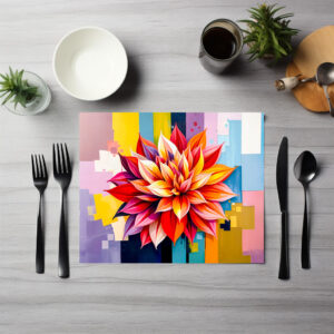 raxxa Premium-Tischset: Colorful Dahlia in Modern Abstract Style