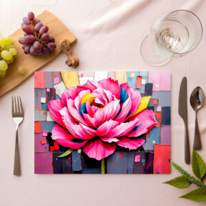 raxxa Premium-Tischset: Delicate Peony in Modern Abstract Style