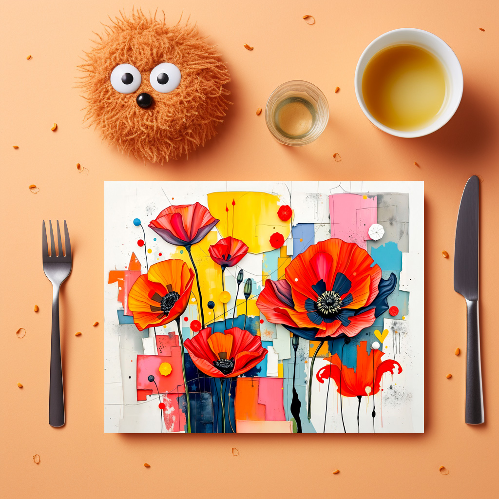 raxxa Premium-Tischset: Vibrant Poppy in Modern Abstract Style - immagine 3