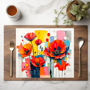 raxxa Premium-Tischset: Vibrant Poppy in Modern Abstract Style
