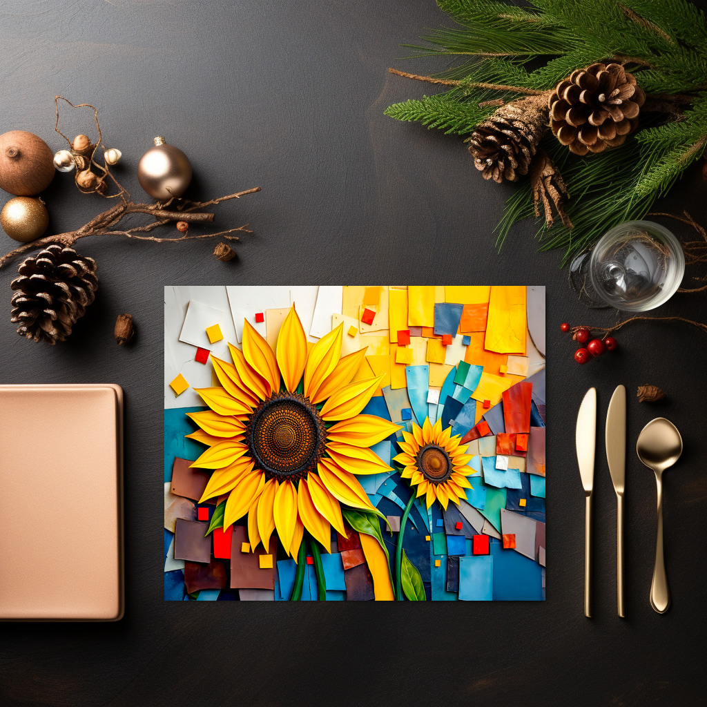 raxxa Premium-Tischset: Radiant Sunflower in Modern Abstract Style – Bild 3