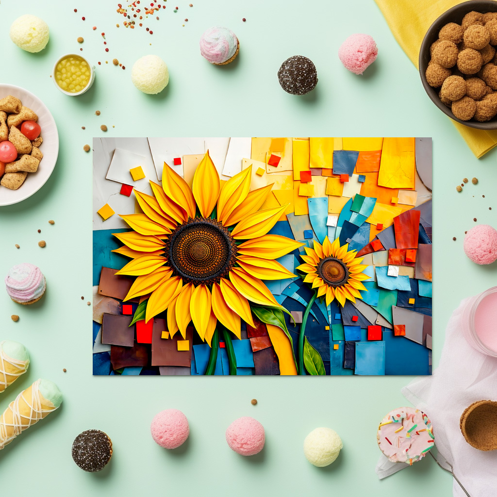 raxxa Premium-Tischset: Radiant Sunflower in Modern Abstract Style