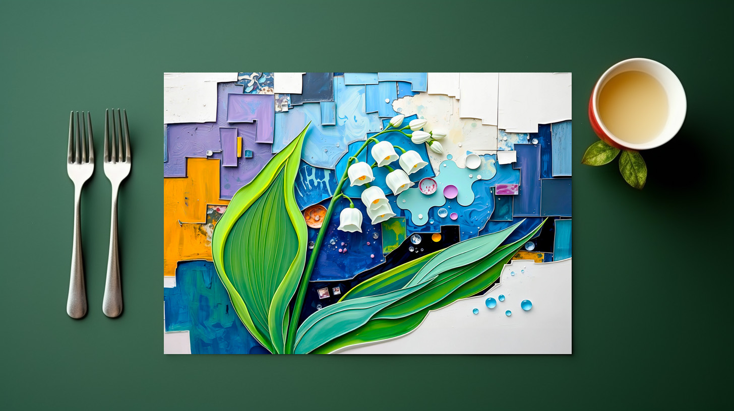 raxxa Premium-Tischset: Graceful Lily of the Valley in Modern Abstract Style – Image 3