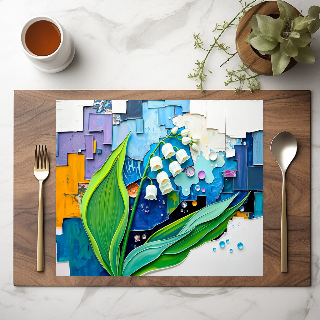 raxxa Premium-Tischset: Graceful Lily of the Valley in Modern Abstract Style