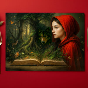 raxxa Premium-Tischset: Red Riding Hood meets wolf in forest