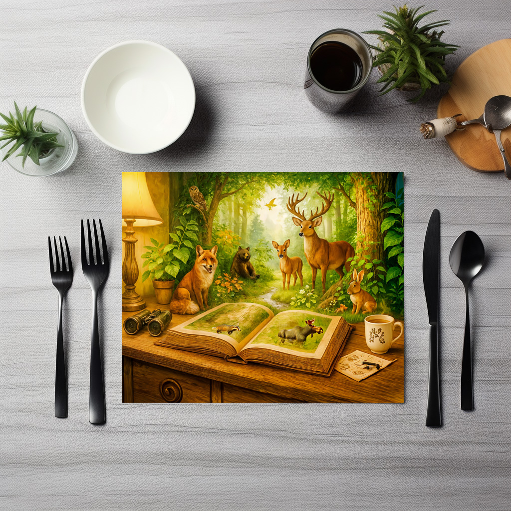 raxxa Premium-Tischset: Forest animals rising from open book – Image 2