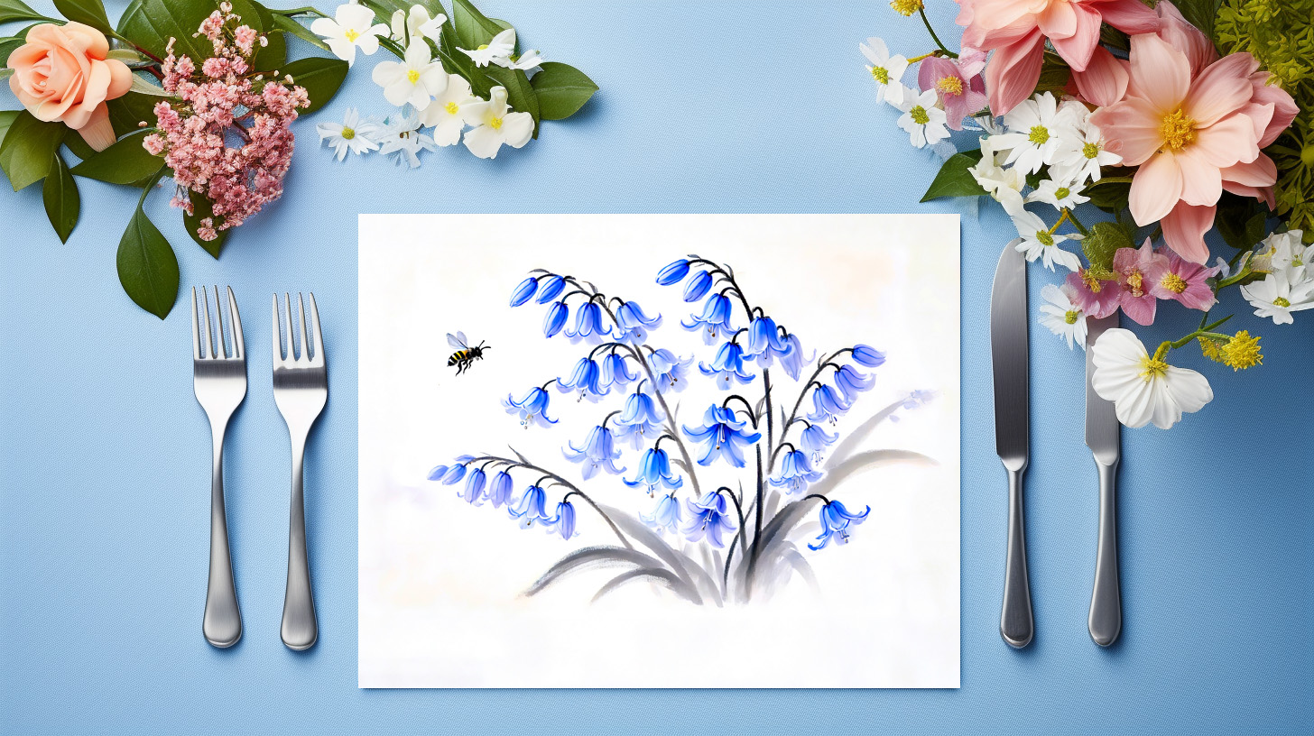 raxxa Premium-Tischset: Blue Bellflowers Asian Ink Painting