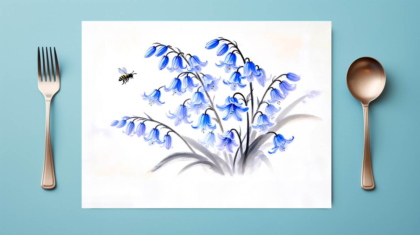 raxxa Premium-Tischset: Blue Bellflowers Asian Ink Painting – Bild 2
