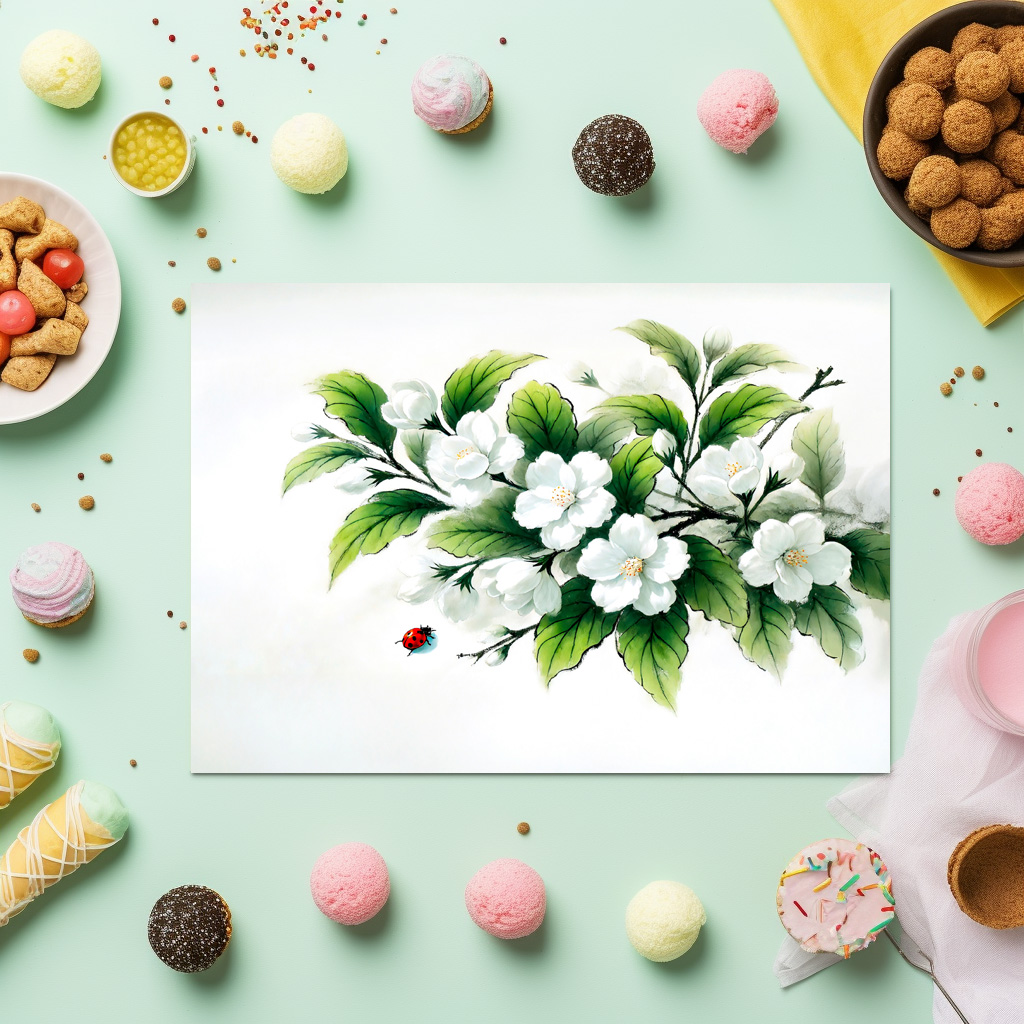 raxxa Premium-Tischset: Jasmine Blossoms Asian Ink Painting