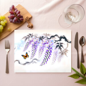 raxxa Premium-Tischset: Wisteria and Butterfly Asian Ink Painting