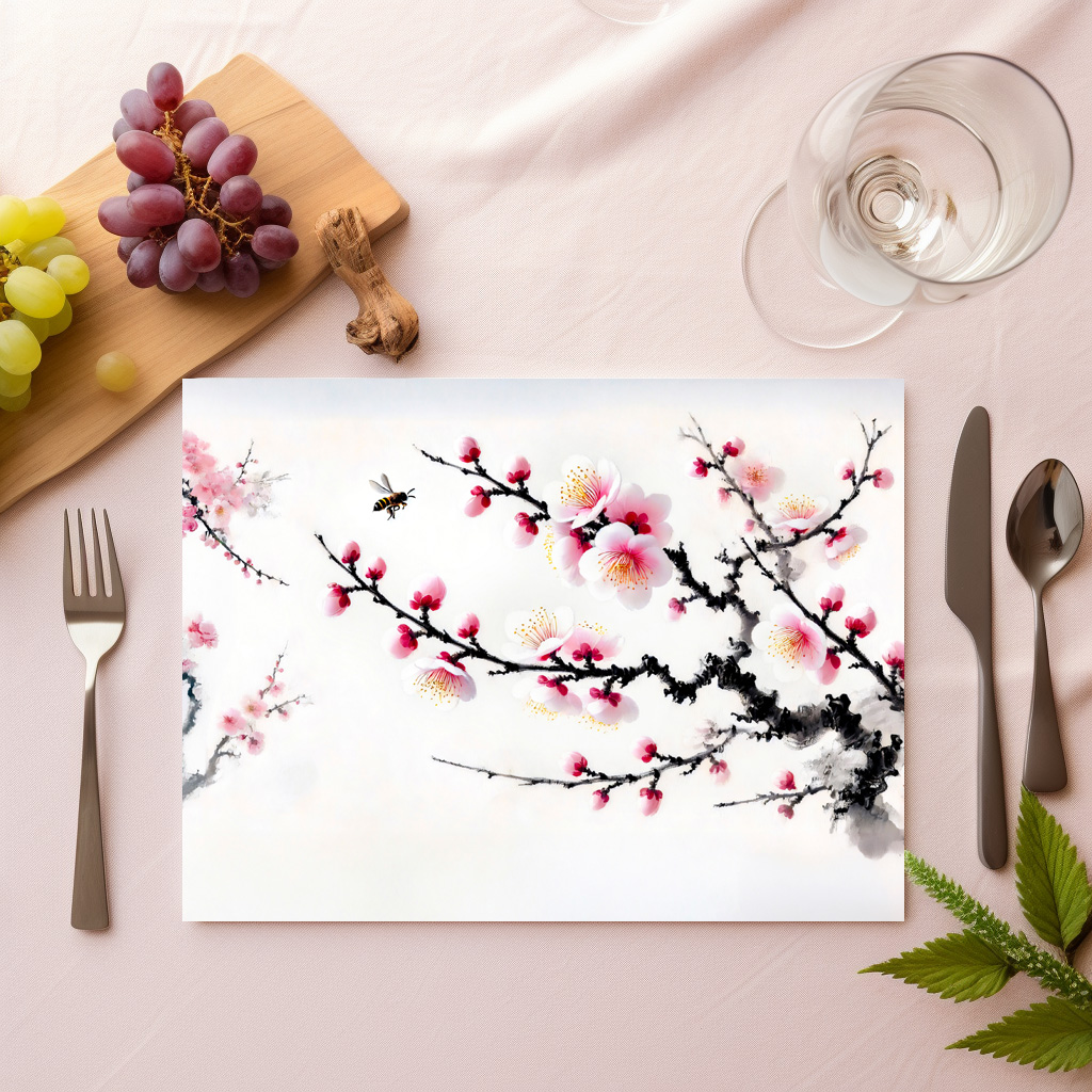 raxxa Premium-Tischset: Cherry Blossoms in asian ink painting