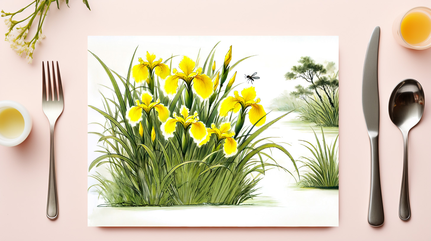 raxxa Premium-Tischset: Yellow Irises Asian Ink Painting - Imagen 3