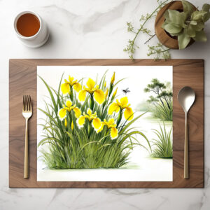 raxxa Premium-Tischset: Yellow Irises Asian Ink Painting
