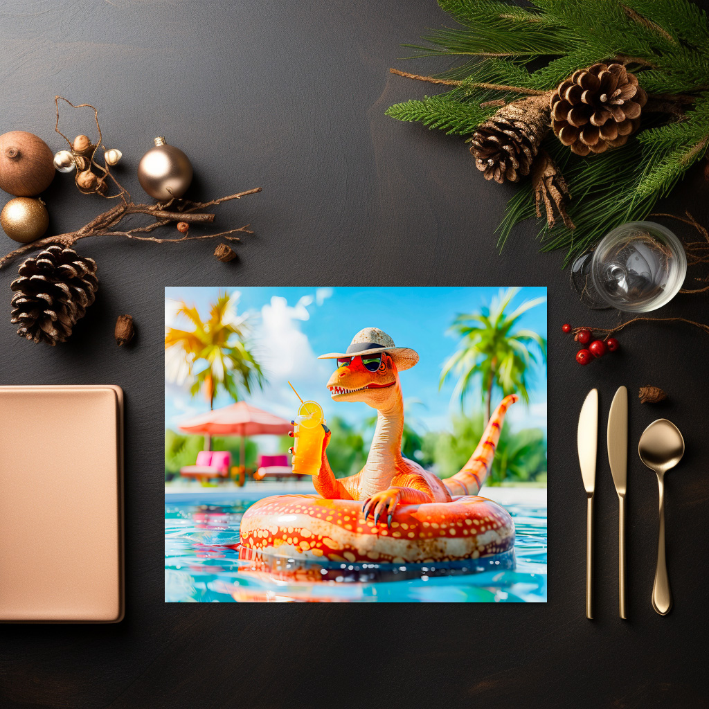 raxxa Premium-Tischset: Dino in Pool with Cocktail – Bild 2