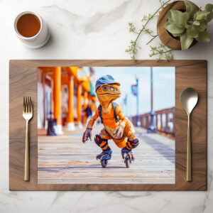 raxxa Premium-Tischset: Dinosaur on Inline Skates