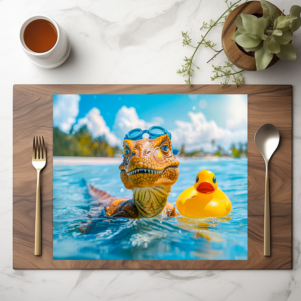raxxa Premium-Tischset: Dino Bathing with Rubber Duck – Image 2