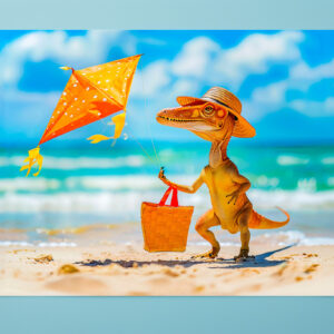 raxxa Premium-Tischset: Dino Flying Kite at Beach