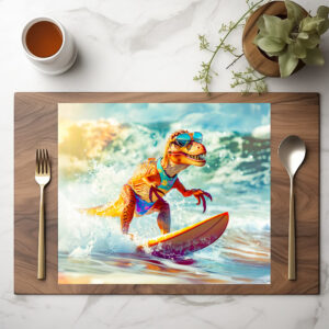 raxxa Premium-Tischset: Dinosaur Surfing Big Wave