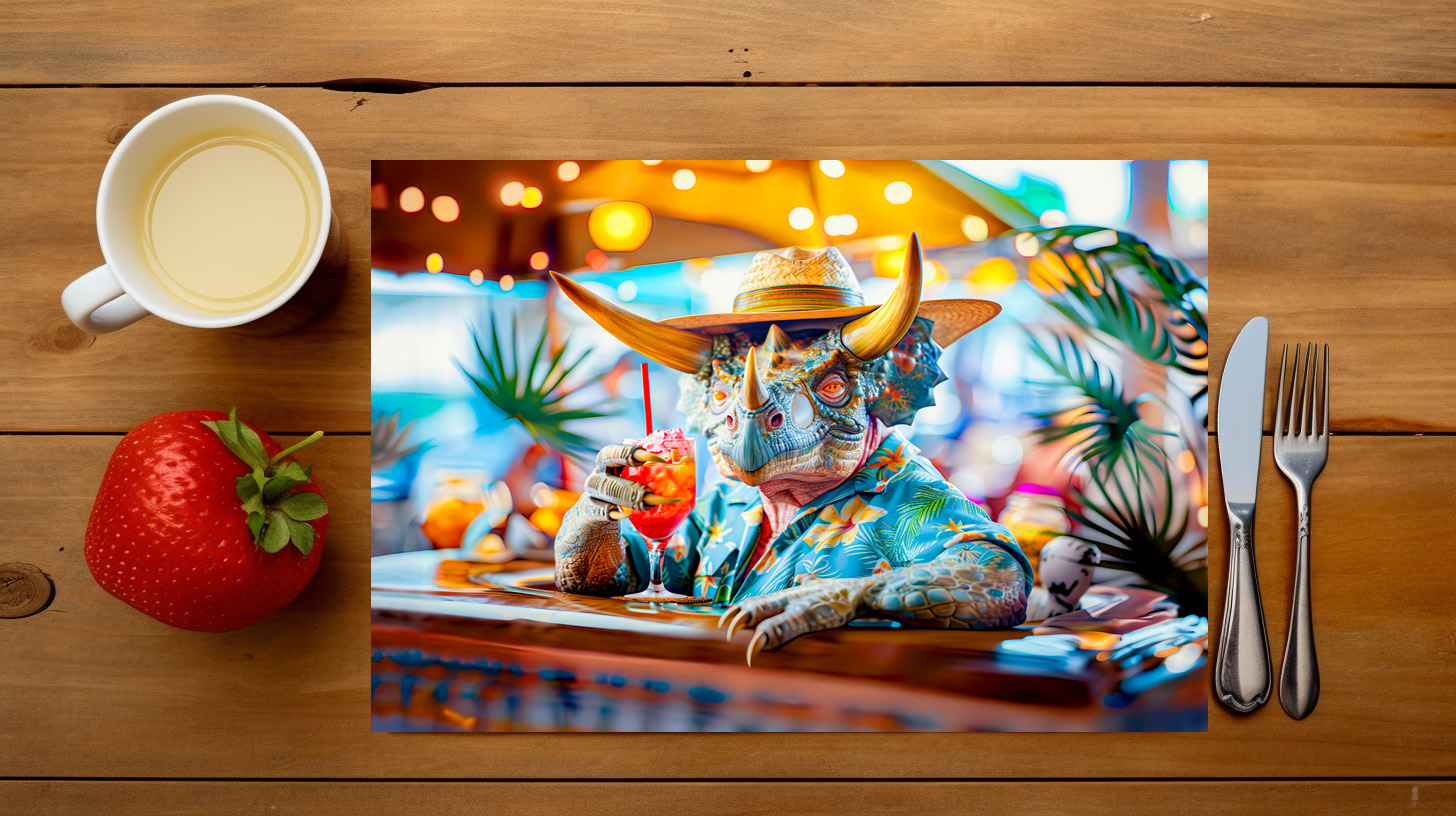 raxxa Premium-Tischset: Dino at Tropical Cocktail Bar - Imagen 3