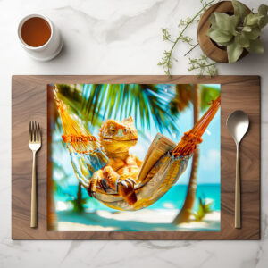 raxxa Premium-Tischset: Dino Relaxing in Hammock