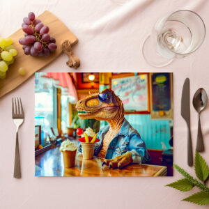 raxxa Premium-Tischset: Dino with Ice Cream at Café