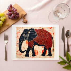 raxxa Premium-Tischset: Dual-Tone Elephant on Cream Background