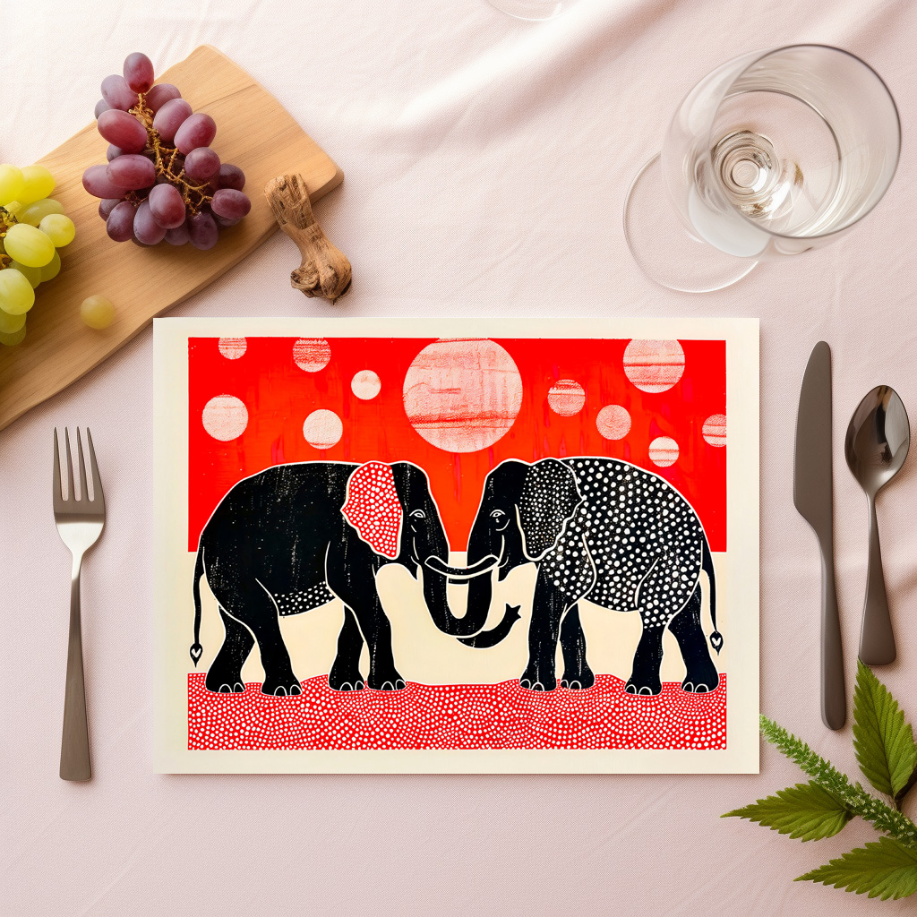 raxxa Premium-Tischset: Black Elephants with Red Moons - Image 2