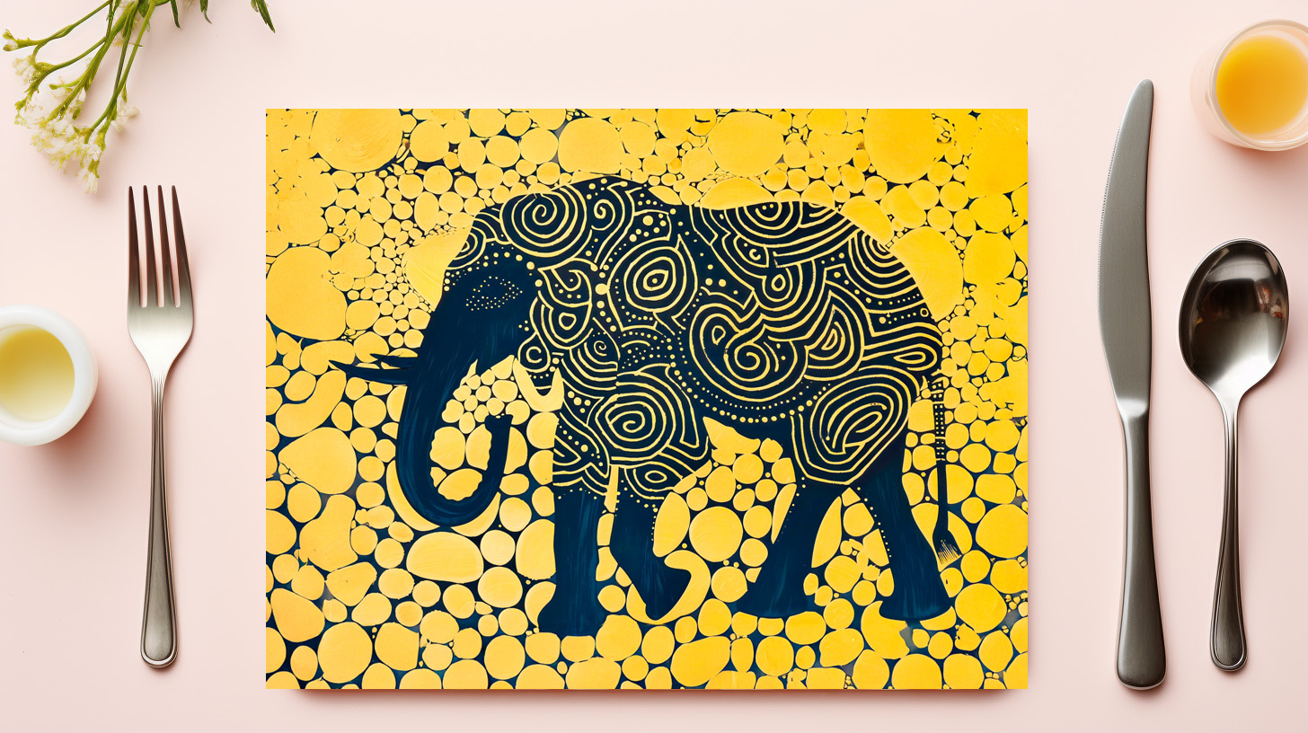 raxxa Premium-Tischset: Black and Yellow Elephant on Honeycomb – Bild 3