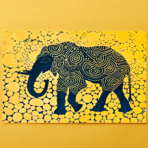 raxxa Premium-Tischset: Black and Yellow Elephant on Honeycomb
