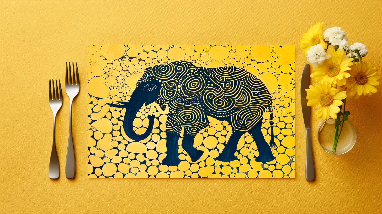 raxxa Premium-Tischset: Black and Yellow Elephant on Honeycomb