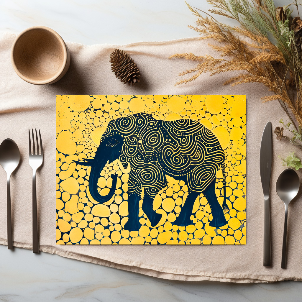 raxxa Premium-Tischset: Black and Yellow Elephant on Honeycomb – Bild 2