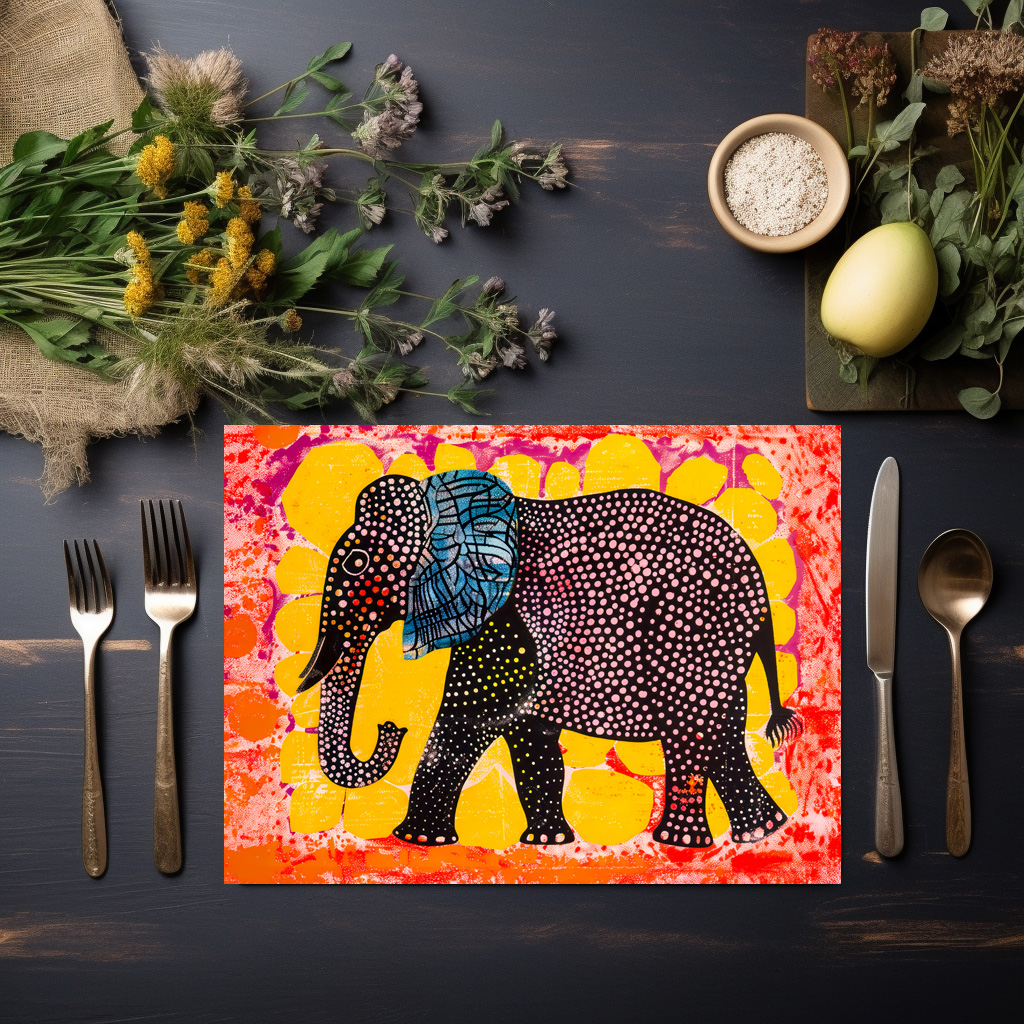 raxxa Premium-Tischset: Vibrant Elephant with Pink Circles – Bild 2