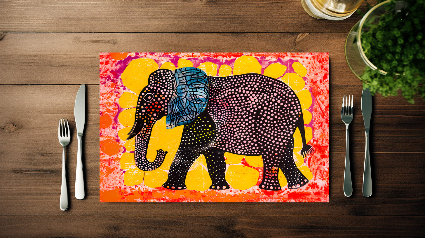 raxxa Premium-Tischset: Vibrant Elephant with Pink Circles – Bild 3