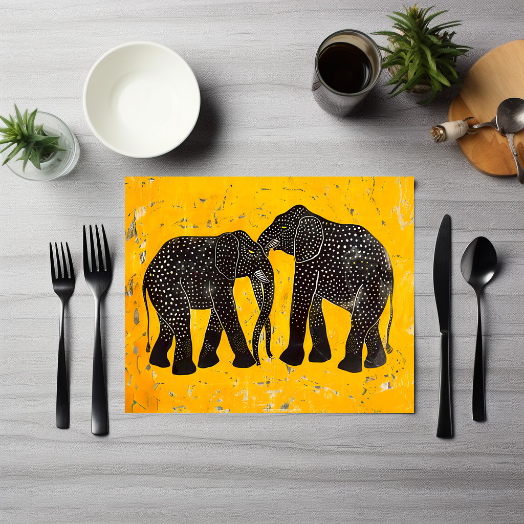 raxxa Premium-Tischset: Colorful Elephant with Yellow Background – Bild 2