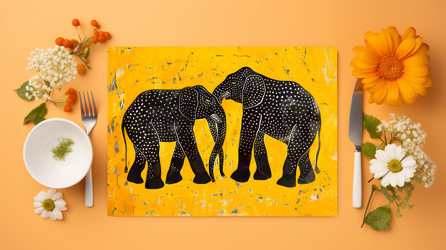 raxxa Premium-Tischset: Colorful Elephant with Yellow Background – Bild 3