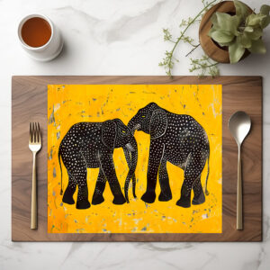 raxxa Premium-Tischset: Colorful Elephant with Yellow Background