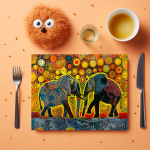 raxxa Premium-Tischset: Elephant Couple with Sunflowers