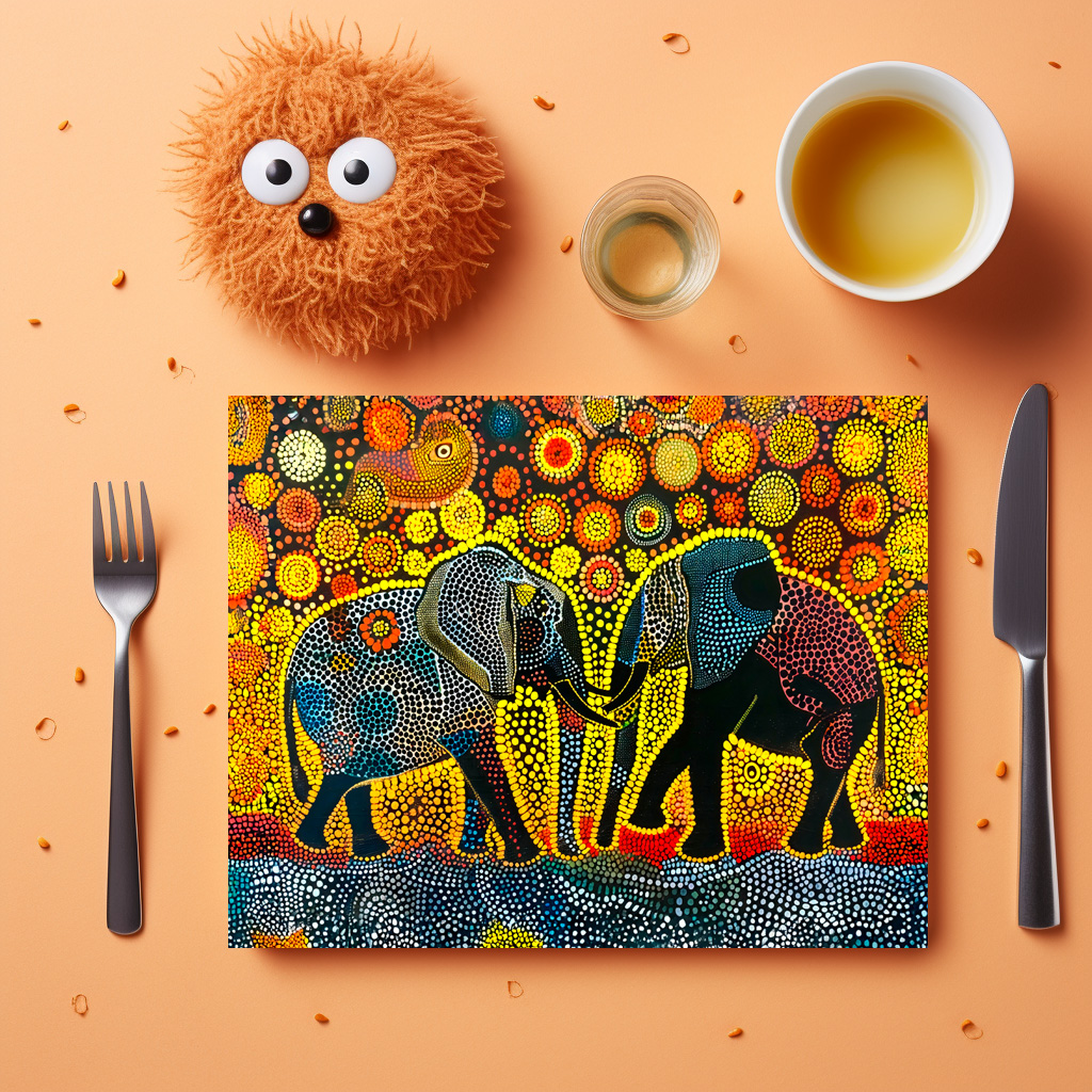 raxxa Premium-Tischset: Elephant Couple with Sunflowers