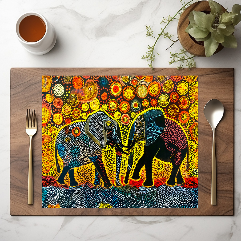 raxxa Premium-Tischset: Elephant Couple with Sunflowers – Bild 3