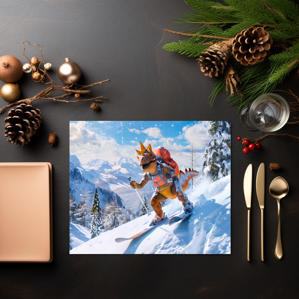 raxxa Premium-Tischset: Dino Ski Adventure in the Alps - immagine 2