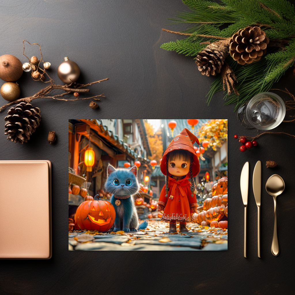 raxxa Premium-Tischset: Halloween Adventure with Girl and Cat – Image 3